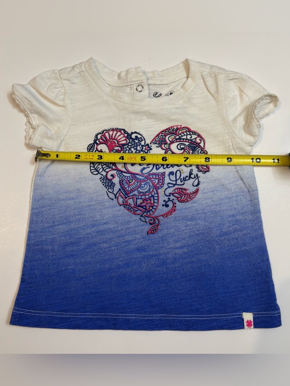 Lucky Brand White to Blue Ombre Heart Graphic Tee - Picture 5 of 6